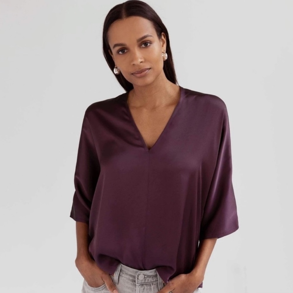 NORDSTROM Satin V Neck Blouse - Size XS